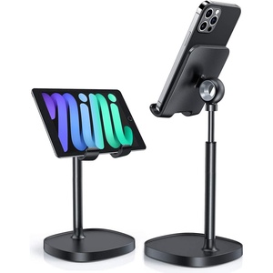 LISEN Cell Phone Stand iPhone Holder for Desk, Pink Gifts Gadgets Organizer(Full Black)