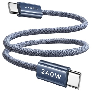 LISEN USB C to USB C Cable, 240W Fast Charging Type C Charger Cord (6.6FT)(Midnight)