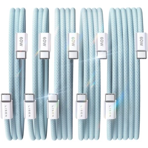 LISEN for iPhone 16 15 USB C to USB C Fast Charging, 60W USB C Cable Type C Fast Charging Cable for iPhone 16 15,Samsung Galaxy S25 Ultra Plus S24 S23 iPad Pro 13 12.9inch, iPad Air 5,White 3Pack 6FT(Blue)