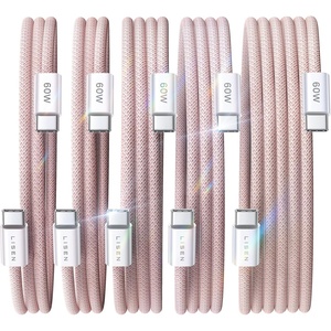 LISEN for iPhone 16 15 USB C to USB C Fast Charging, 60W USB C Cable Type C Fast Charging Cable for iPhone 16 15,Samsung Galaxy S25 Ultra Plus S24 S23 iPad Pro 13 12.9inch, iPad Air 5,White 3Pack 6FT(Pink)