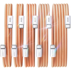 LISEN for iPhone 16 15 USB C to USB C Fast Charging, 60W USB C Cable Type C Fast Charging Cable for iPhone 16 15,Samsung Galaxy S25 Ultra Plus S24 S23 iPad Pro 13 12.9inch, iPad Air 5,White 3Pack 6FT(Orange)