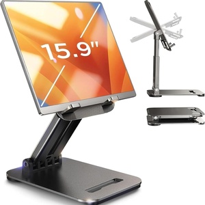 LISEN iPad Stand Tablet Holder for Desk, Adjustable Portable Monitor Stand(Black)