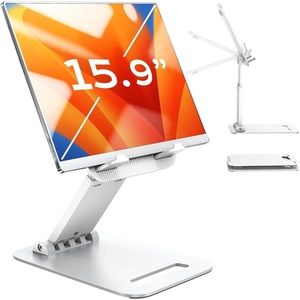 LISEN iPad Stand Tablet Holder for Desk, Adjustable Portable Monitor Stand(White)
