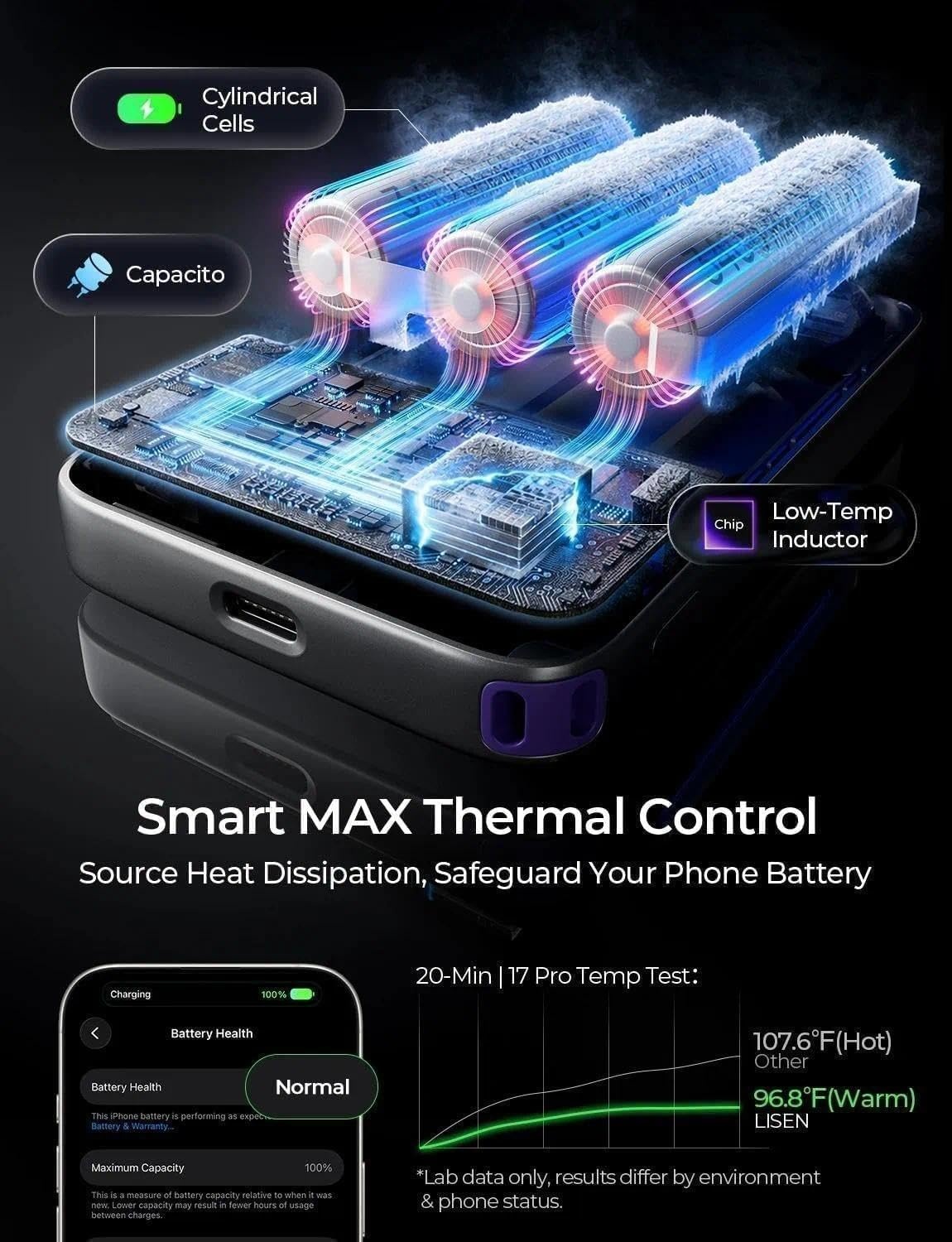 image:imageLISEN Magnetic Portable Charger Power Bank for iPhone 10000mAhCeramic White
