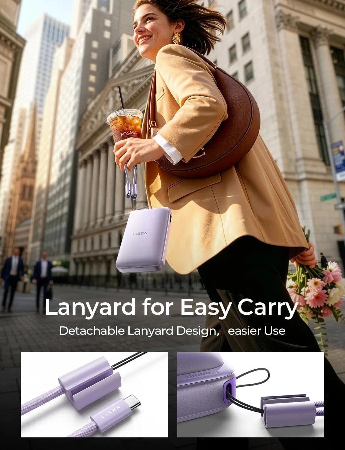 image:imageLISEN Magnetic Portable Charger Power Bank for iPhone 10000mAhSoft Violet