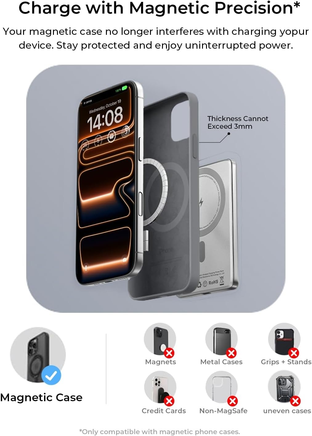 image:imageLISEN Qi2 15W Ultra Slim MagSafe Battery Pack5000mAh Fast Charging MagSafe Power Bank Slim WirelessSlim Magnetic Portable ChargerMagnetic Power Bank for iPhone Air17161512 SeriesPinkGlacier Gray