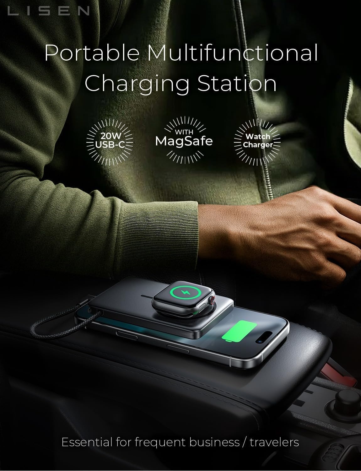 image:imageLISEN Qi2 15W Ultra Slim MagSafe Battery Pack5000mAh Fast Charging MagSafe Power Bank Slim WirelessSlim Magnetic Portable ChargerMagnetic Power Bank for iPhone Air17161512 SeriesPinkGray