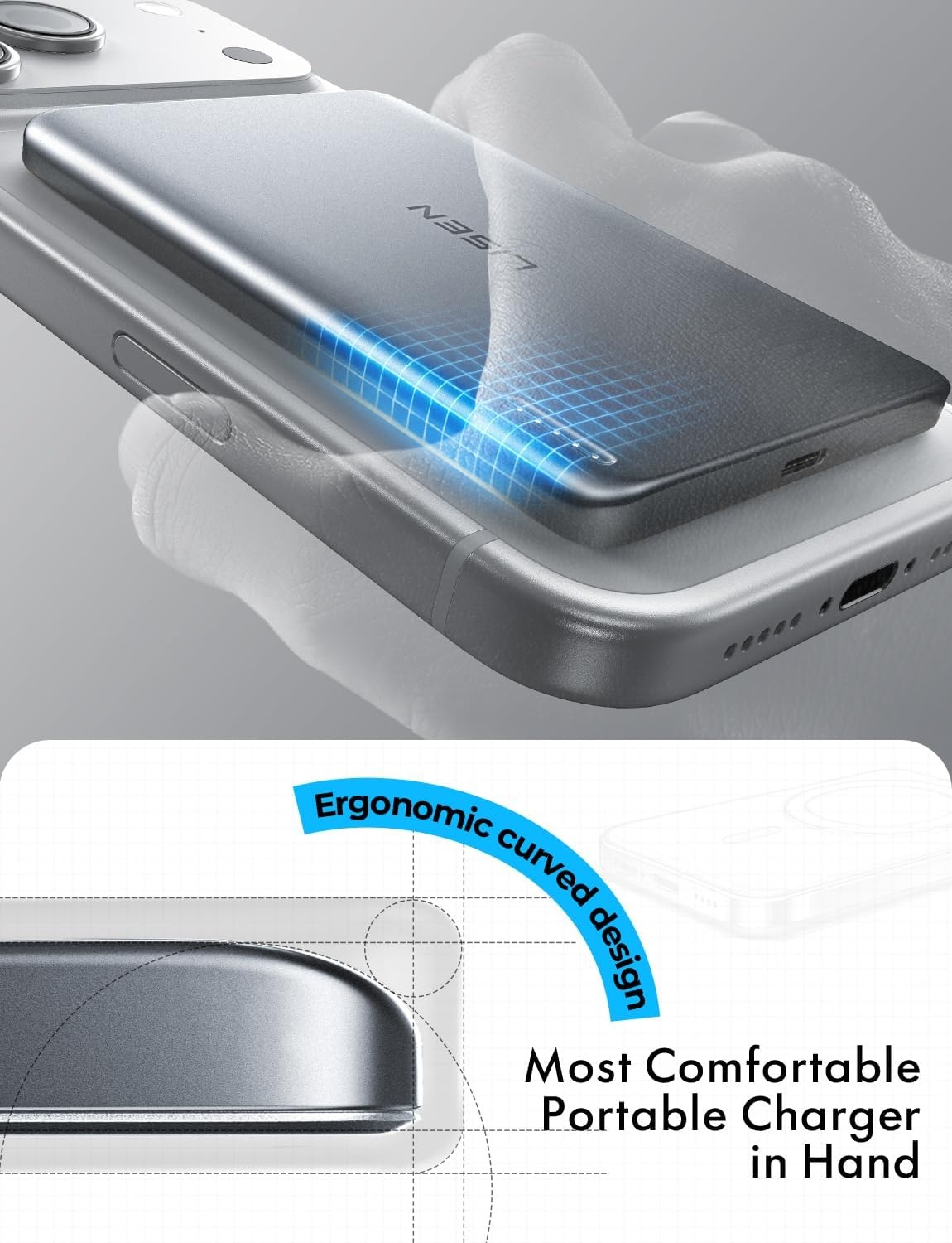 image:imageLISEN Qi2 15W Ultra Slim MagSafe Battery Pack5000mAh Fast Charging MagSafe Power Bank Slim WirelessSlim Magnetic Portable ChargerMagnetic Power Bank for iPhone Air17161512 SeriesPinkWhite