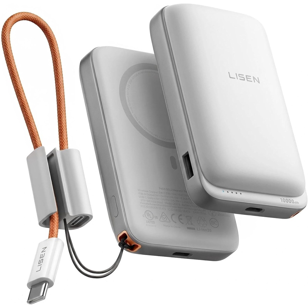 image:imageLISEN Magnetic Portable Charger Power Bank for iPhone 10000mAhCeramic White