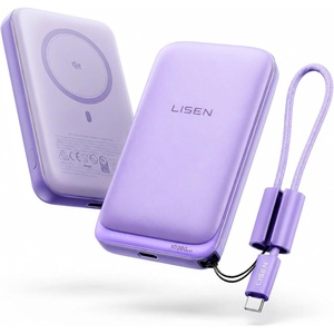 LISEN Magnetic Portable Charger Power Bank for iPhone 10000mAh(Soft Violet)