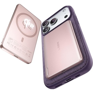 LISEN Qi2 15W Ultra Slim MagSafe Battery Pack,5000mAh Fast Charging MagSafe Power Bank Slim Wireless,Slim Magnetic Portable Charger,Magnetic Power Bank for iPhone Air/17/16/15-12 Series，Pink(Pink)