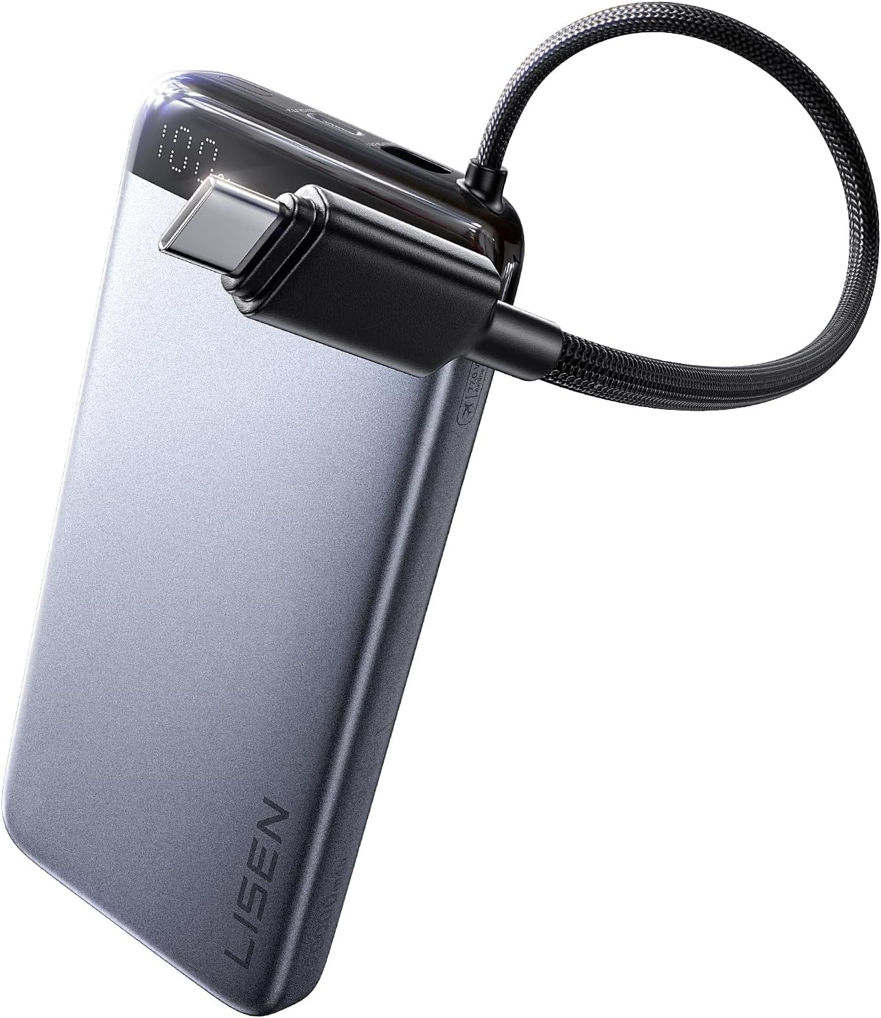 image:imageLISEN CCC Certified Metal Alloy 05 Ultra Slim 10000mAh Power Bank 3C TSA Approved Airplane Travel Essentials Portable Charger USBC Fast Charging for iPhone 17 Air 16 15 Pro Samsung Galaxy S26Silver
