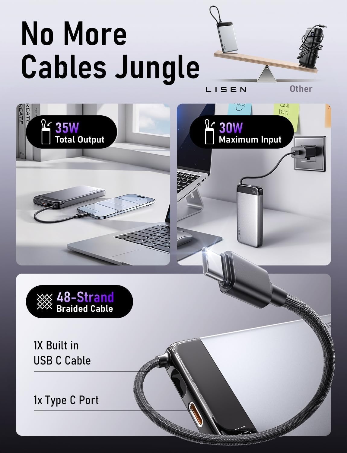 image:imageLISEN CCC Certified Metal Alloy 05 Ultra Slim 10000mAh Power Bank 3C TSA Approved Airplane Travel Essentials Portable Charger USBC Fast Charging for iPhone 17 Air 16 15 Pro Samsung Galaxy S26Silver