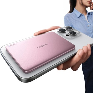 LISEN 0.5” Ultra Slim MagSafe Power Bank for iPhone and Apple Watch,10000mAh MagSafe Battery Pack,Alloy Magnetic Portable Charger for iPhone 16 Pro Max Plus/15, Apple Watch S11 /S10 S9 SE，Black(Pink)
