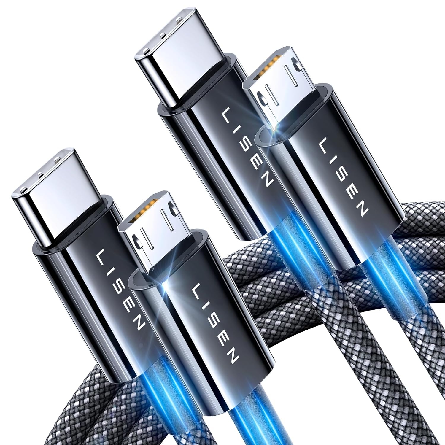 image:imageLISEN USB C to Micro USB Cable 2Pack 33FT Nylon Braided Micro USB to USB C Cable 3A Chargingamp480Mbps Data Transmission for Type C Wall ChargersPS4Xbox OneOld KindleAndroidBlack
