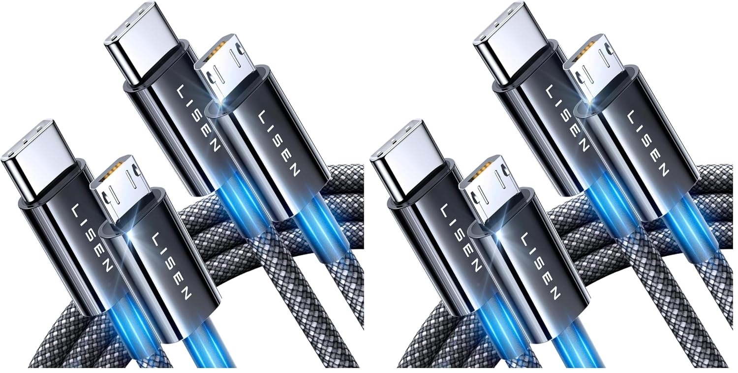 image:imageLISEN USB C to Micro USB Cable 2Pack 33FT Nylon Braided Micro USB to USB C Cable 3A Chargingamp480Mbps Data Transmission for Type C Wall ChargersPS4Xbox OneOld KindleAndroidBlack