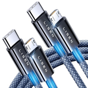 LISEN USB C to Micro USB Cable, 2-Pack 3.3FT Nylon Braided, Micro USB to USB C Cable, 3A Charging&480Mbps Data Transmission, for Type C Wall Chargers/PS4/Xbox One/Old Kindle/Android(Midnight)