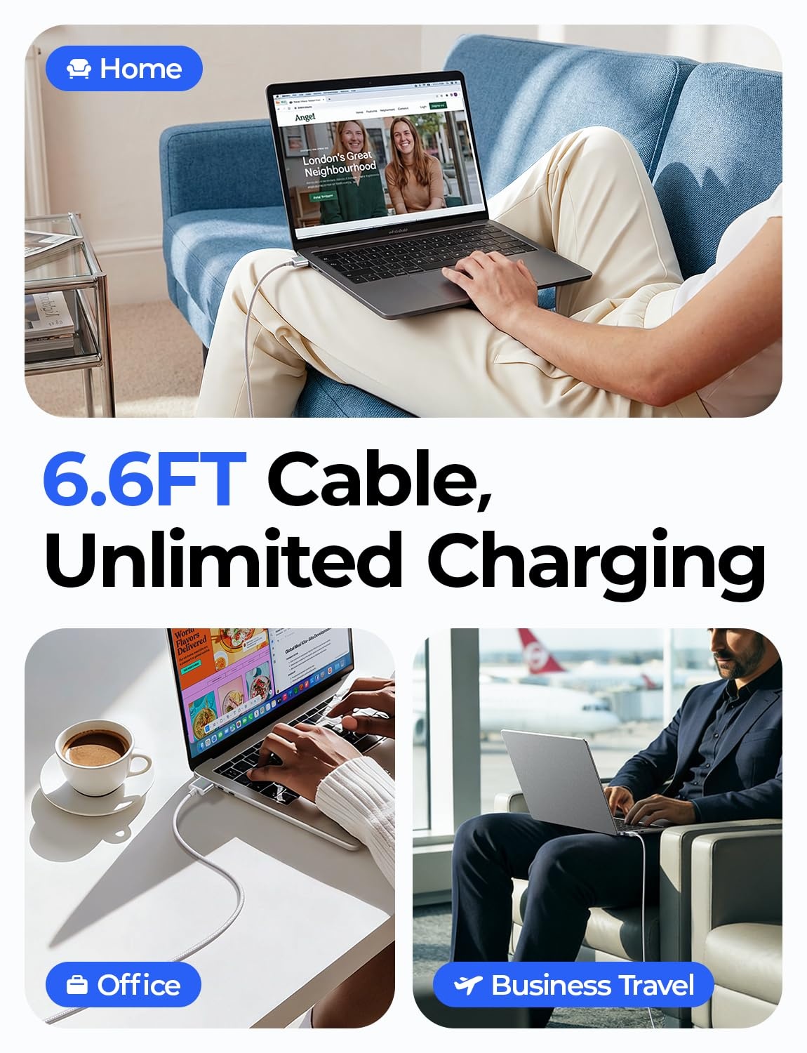 image:imageLISEN MacBook Charger USBC to Magnetic 3 Cable 66FT for M4M3M2 MacBook Pro Air M5 Charger 140W Magnetic Safe 3 Cable Computer Laptop Cord for Pro 1614 20262021 Air 1513 20262022Grey