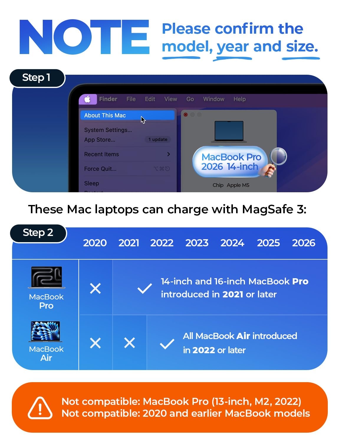image:imageLISEN MacBook Charger USBC to Magnetic 3 Cable 66FT for M4M3M2 MacBook Pro Air M5 Charger 140W Magnetic Safe 3 Cable Computer Laptop Cord for Pro 1614 20262021 Air 1513 20262022Grey