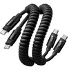 LISEN Coiled USB C to USB C Cable 2 Pack 60W Fast Charging Cord(Space Black)