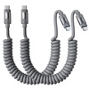 LISEN Coiled USB C to USB C Cable 2 Pack 60W Fast Charging Cord(Space Gray)