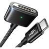 LISEN MacBook Charger USB-C to Magnetic 3 Cable (6.6FT) for M4/M3/M2 MacBook Pro Air M5 Charger, 140W Magnetic Safe 3 Cable Computer Laptop Cord for Pro (16″/14″ 2026-2021) Air (15”/13” 2026-2022)(Black)
