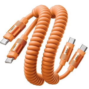 LISEN Coiled USB C to USB C Cable 2 Pack 60W Fast Charging Cord(Orange)