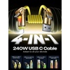 LISEN 10 FT USB C Cable Fast Charging, 240W 4 in 1 Charging Cable, Chubby Type C/A to C/Lightning Cable with Light for iPhone 16 15 14 Pro/MacBook/iPad/Samsung/Switch, Multi Chargers for All Devices(Yellow)