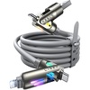 LISEN 10 FT USB C Cable Fast Charging, 240W 4 in 1 Charging Cable, Chubby Type C/A to C/Lightning Cable with Light for iPhone 16 15 14 Pro/MacBook/iPad/Samsung/Switch, Multi Chargers for All Devices(Grey)