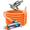 LISEN 10 FT USB C Cable Fast Charging, 240W 4 in 1 Charging Cable, Chubby Type C/A to C/Lightning Cable with Light for iPhone 16 15 14 Pro/MacBook/iPad/Samsung/Switch, Multi Chargers for All Devices(Orange)
