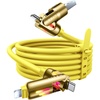 LISEN 10 FT USB C Cable Fast Charging, 240W 4 in 1 Charging Cable, Chubby Type C/A to C/Lightning Cable with Light for iPhone 16 15 14 Pro/MacBook/iPad/Samsung/Switch, Multi Chargers for All Devices(Yellow)