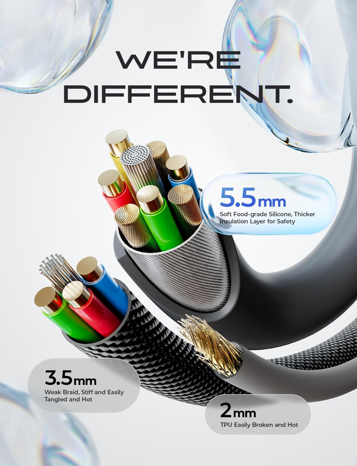 image:imageLISEN 10FT USB C Cable Fast Charging Chubby 240W Cable USB C to USB C Fast Charging Soft Silicone USBC to USBC Parallel Cable for iPhone 17 Pro Max 16 15 Samsung S25 Ultra MacBook Pro Air iPad BlackBlack
