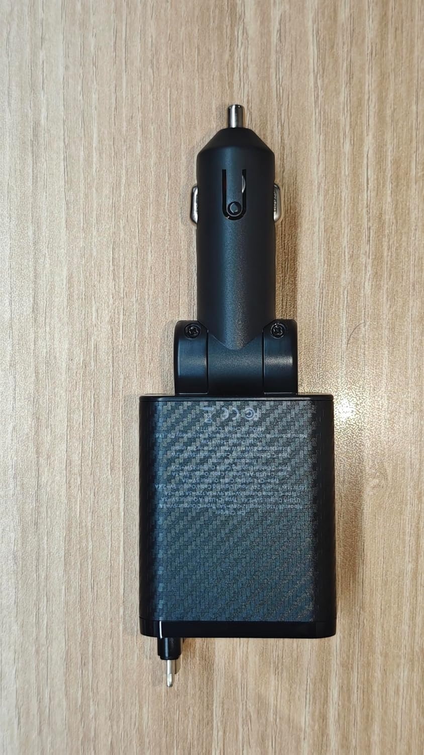 image:imageLISEN Retractable Car Charger 84W Car Charger USB C Fast Charge 4 in 1Carbon Black