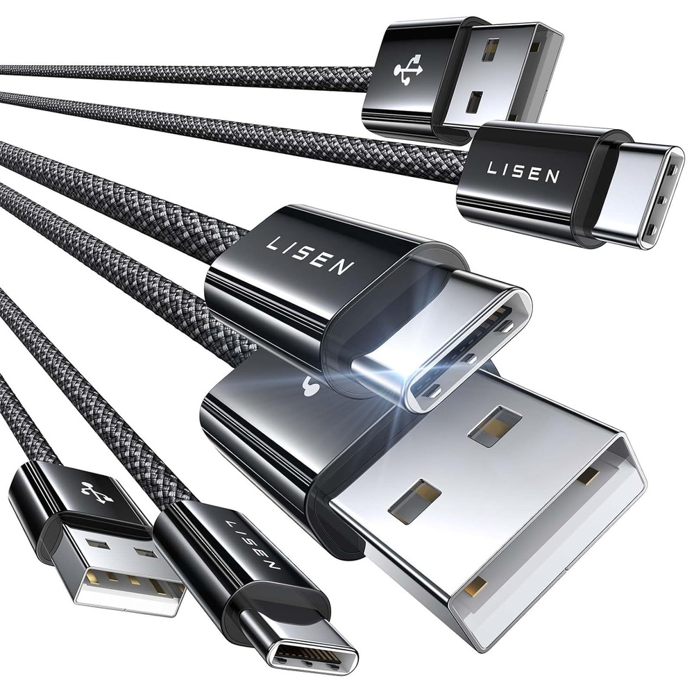 image:imageLISEN USB A to USB C Cable 3Pack 333366FT USBC to USB 32A C Chargers Fast Charging for iPhone 16 Charger Cord Samsung Note 20 10S24 S23 S22A20 A51 LG Moto G7 Carplay