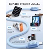LISEN 10FT USB C Cable Fast Charging, Chubby 240W Cable USB C to USB C Fast Charging Soft Silicone USBC to USBC Parallel Cable for iPhone 17 Pro Max 16 15 Samsung S25 Ultra MacBook Pro Air iPad Black(Blue)