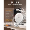 LISEN 5 in 1 Retractable Cord 60W Multi Charging Cable for Multiple Devices(White)