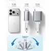 LISEN Retractable Car Charger, 84W Car Charger USB C Fast Charge, 4 in 1(White)