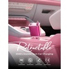 LISEN Retractable Car Charger, 84W Car Charger USB C Fast Charge, 4 in 1(White-pink)