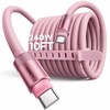 LISEN 10FT USB C Cable Fast Charging, Chubby 240W Cable USB C to USB C Fast Charging Soft Silicone USBC to USBC Parallel Cable for iPhone 17 Pro Max 16 15 Samsung S25 Ultra MacBook Pro Air iPad Black(Pink)
