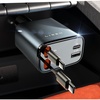 LISEN Retractable Car Charger, 84W Car Charger USB C Fast Charge, 4 in 1(Grey-Dual C)