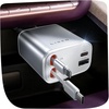 LISEN Retractable Car Charger, 84W Car Charger USB C Fast Charge, 4 in 1(White)