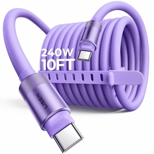 LISEN 10FT USB C Cable Fast Charging, Chubby 240W Cable USB C to USB C Fast Charging Soft Silicone USBC to USBC Parallel Cable for iPhone 17 Pro Max 16 15 Samsung S25 Ultra MacBook Pro Air iPad Black(Purple)