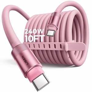 LISEN 10FT USB C Cable Fast Charging, Chubby 240W Cable USB C to USB C Fast Charging Soft Silicone USBC to USBC Parallel Cable for iPhone 17 Pro Max 16 15 Samsung S25 Ultra MacBook Pro Air iPad Black(Pink)