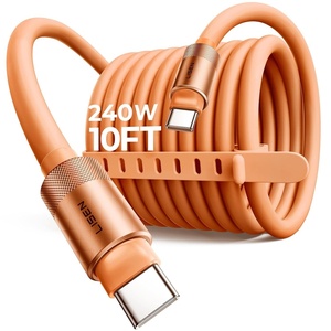 LISEN 10FT USB C Cable Fast Charging, Chubby 240W Cable USB C to USB C Fast Charging Soft Silicone USBC to USBC Parallel Cable for iPhone 17 Pro Max 16 15 Samsung S25 Ultra MacBook Pro Air iPad Black(Orange)