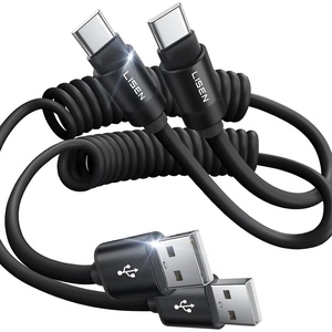 LISEN CarPlay Cable 2 Pack for iPhone 17 Air 16 15 Pro Max Car Charger Cord, 3.1A 4FT Coiled USB C Cable Short USB A to USB C Cable Support Android Auto Compatible with Samsung Galaxy S25 S24, Black