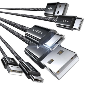 LISEN USB A to USB C Cable, 3-Pack [3.3+3.3+6.6FT] USBC to USB, 3.2A C Chargers Fast Charging for iPhone 16 Charger Cord, Samsung Note 20 10/S24 S23 S22/A20 A51, LG, Moto G7, Carplay