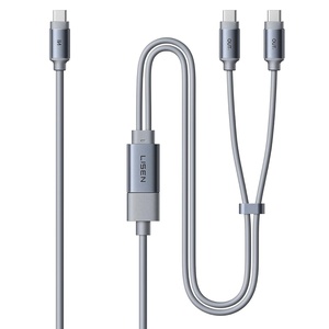 LISEN USB C Splitter 1 in 2 Out Charging Cable, 140W Dual USB C Cable(Gray)