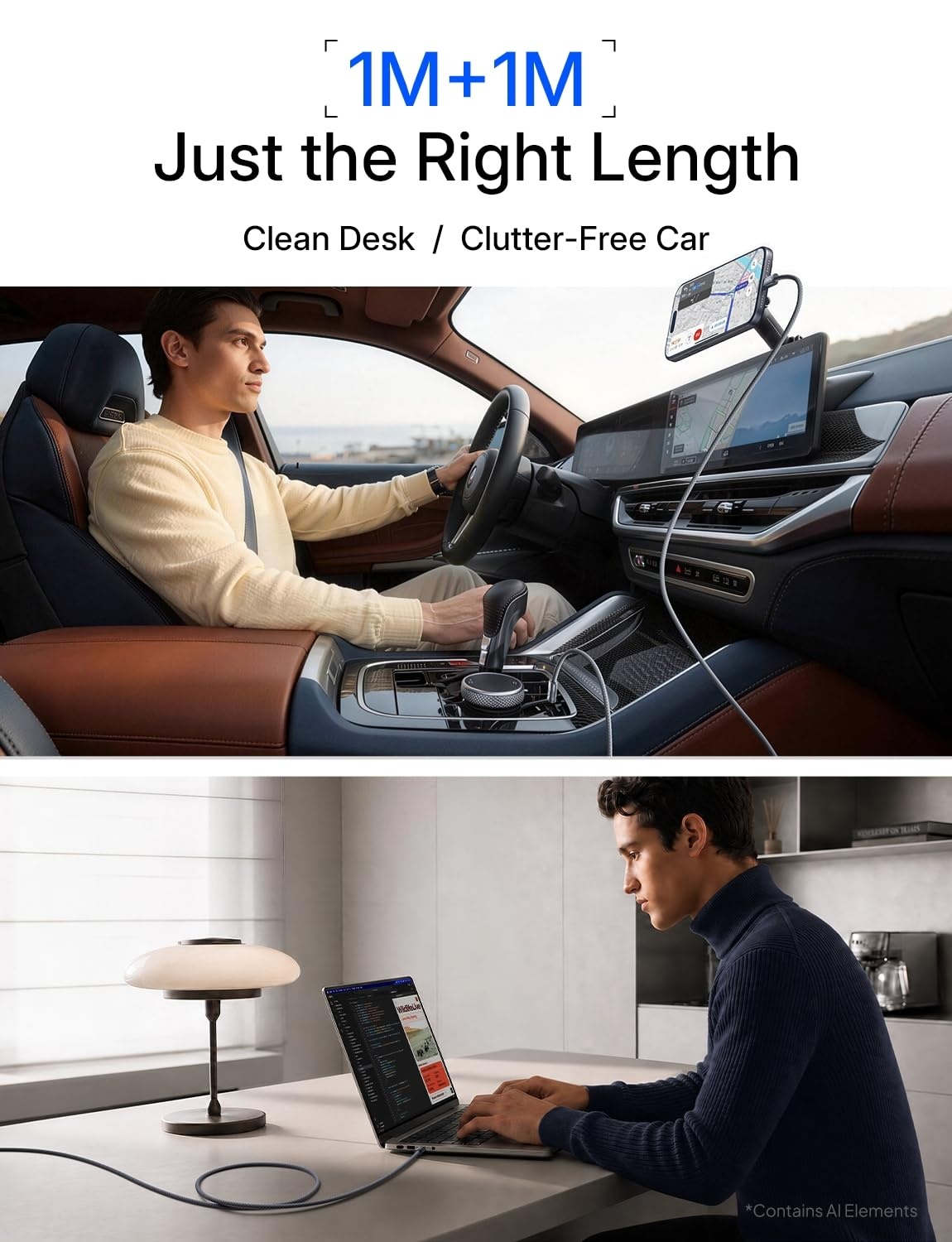image:imageLISEN 240W Short USB C to USB C Cable 15FT1 5FTMidnight
