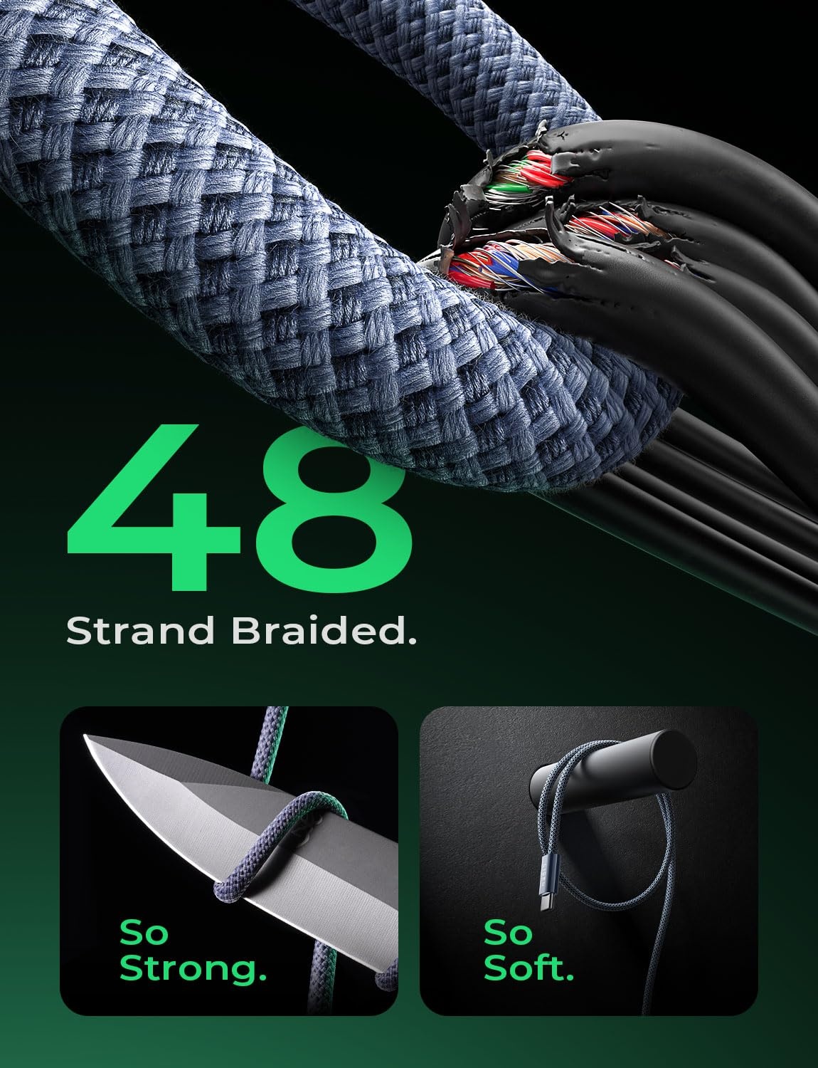 image:imageLISEN 240W Short USB C to USB C Cable 15FT1 5FTMidnight
