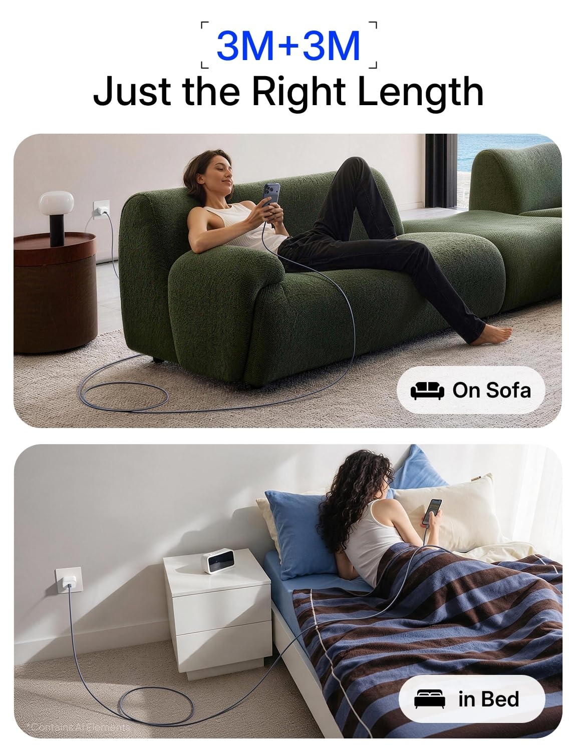 image:imageLISEN 240W Short USB C to USB C Cable 15FT1 5FTMidnight